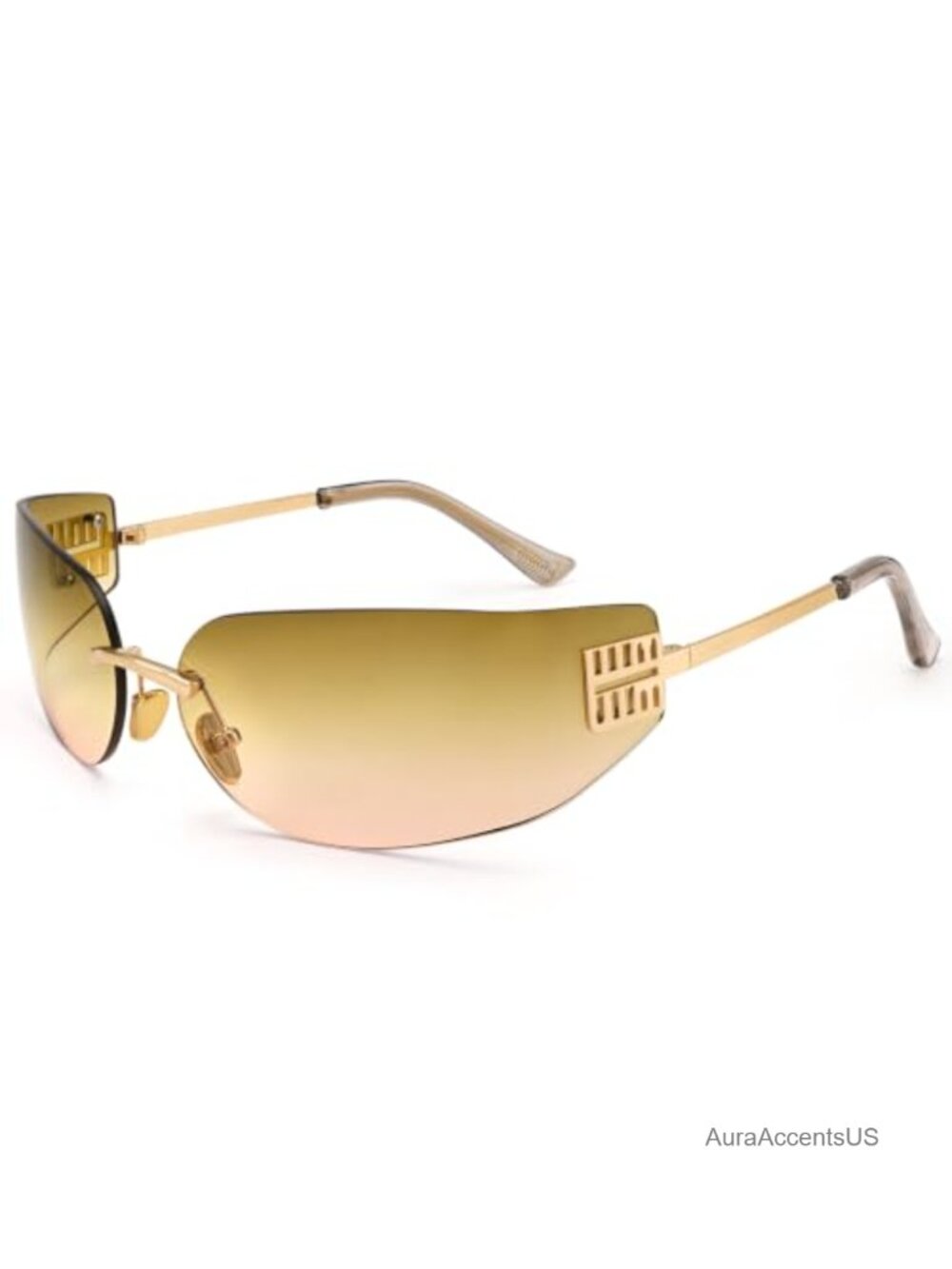 Rimless Y2K Retro Futuristic Wrap Around Shield Sunglasses UV Protection